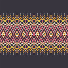 Abstract ikat pattern Colorful geometric pattern with diamond shapes and abstract floral motifs