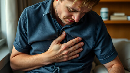 Sick man have a stomach aches