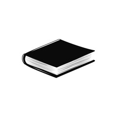 Closed Book Black Icon with Pages Edges on Transparent Background Isolated Design
