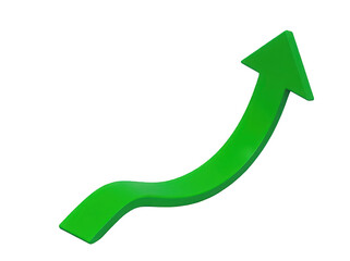 A vibrant green arrow indicating upward movement or growth.