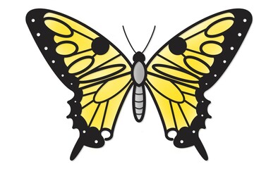 蝶の線画イラスト・美しい羽模様