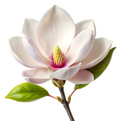 Fototapeta premium Elegant magnolia blossom isolated on white background png ai generated isolated on a white background