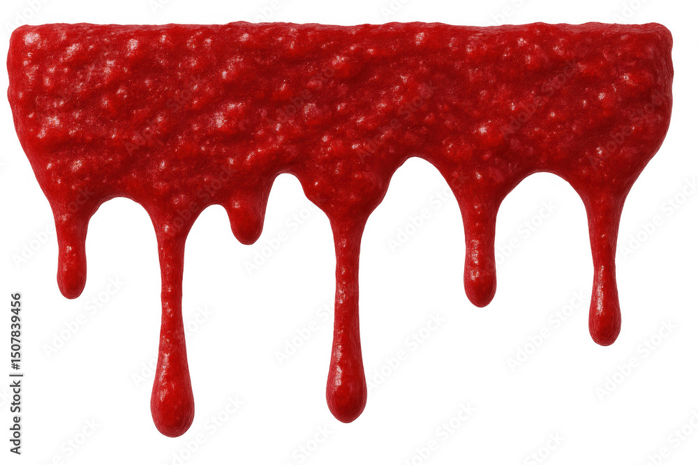 Poster red sauce dripping down on a transparent background, perfect for adding a touch of flavor to food im