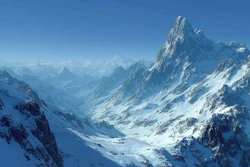 Snowy Mountain Peaks Landscape. (2)