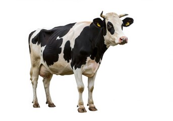 Holstein cow isolated on white background standing in full view
