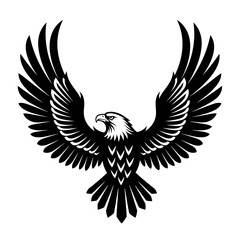 Fototapeta premium Vector illustration of an eagle with its wings spread widely in a symmetrical and stylized form emblem design on transparent background