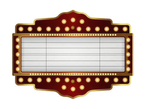Classic theater marquee design with lights, ready for show announcements.