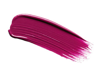 A vibrant, glossy brush stroke of magenta paint against a white background.