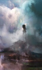 Abstract Industrial Landscape Scene