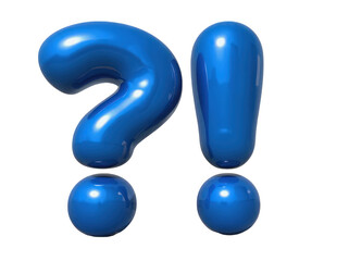 Blue question and exclamation marks, symbolizing curiosity and surprise.