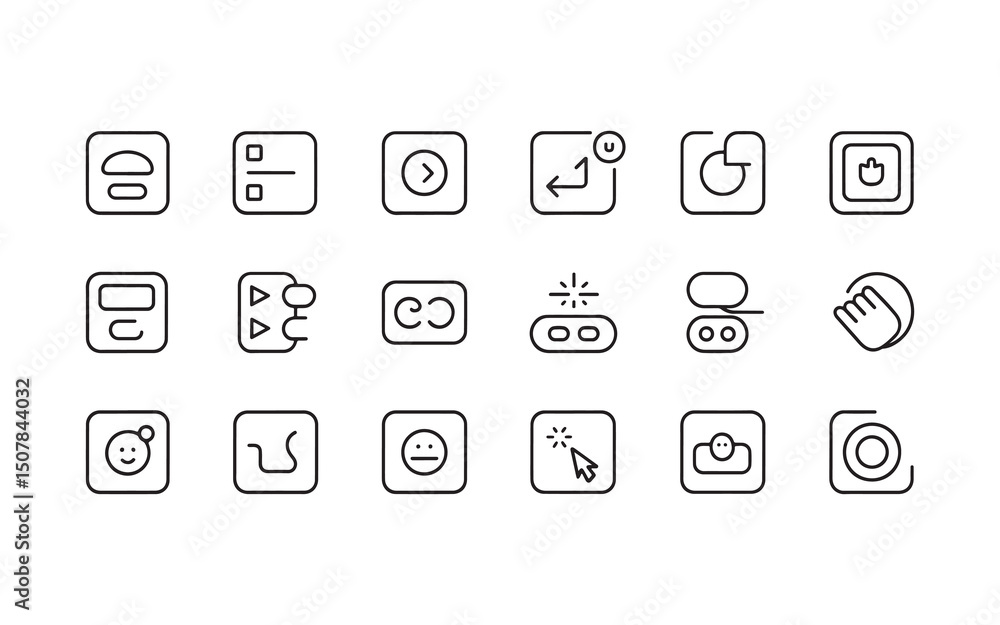 Poster collection of minimalist line icons for ui design