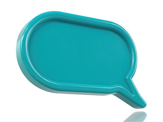 A vibrant turquoise speech bubble symbolizing communication and conversation.