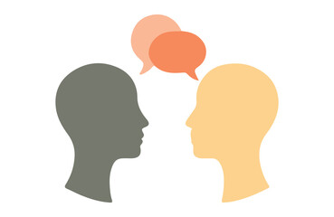 silhouette portrait profile,vibrant colorful speech bubbles,modern abstract art,minimalist digital illustration,clean simple design.
