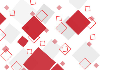 Obraz premium White background with abstract red grey square decoration. Vector illustration for modern presentation background, brochure design, business card background, website slider, landing page