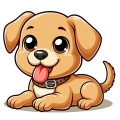 Cartoon image of a cute puppy, white background