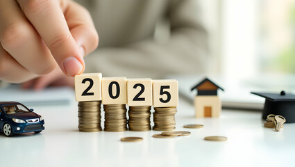 Fototapeta premium Achieving financial goals by 2025 through savings and investments planning