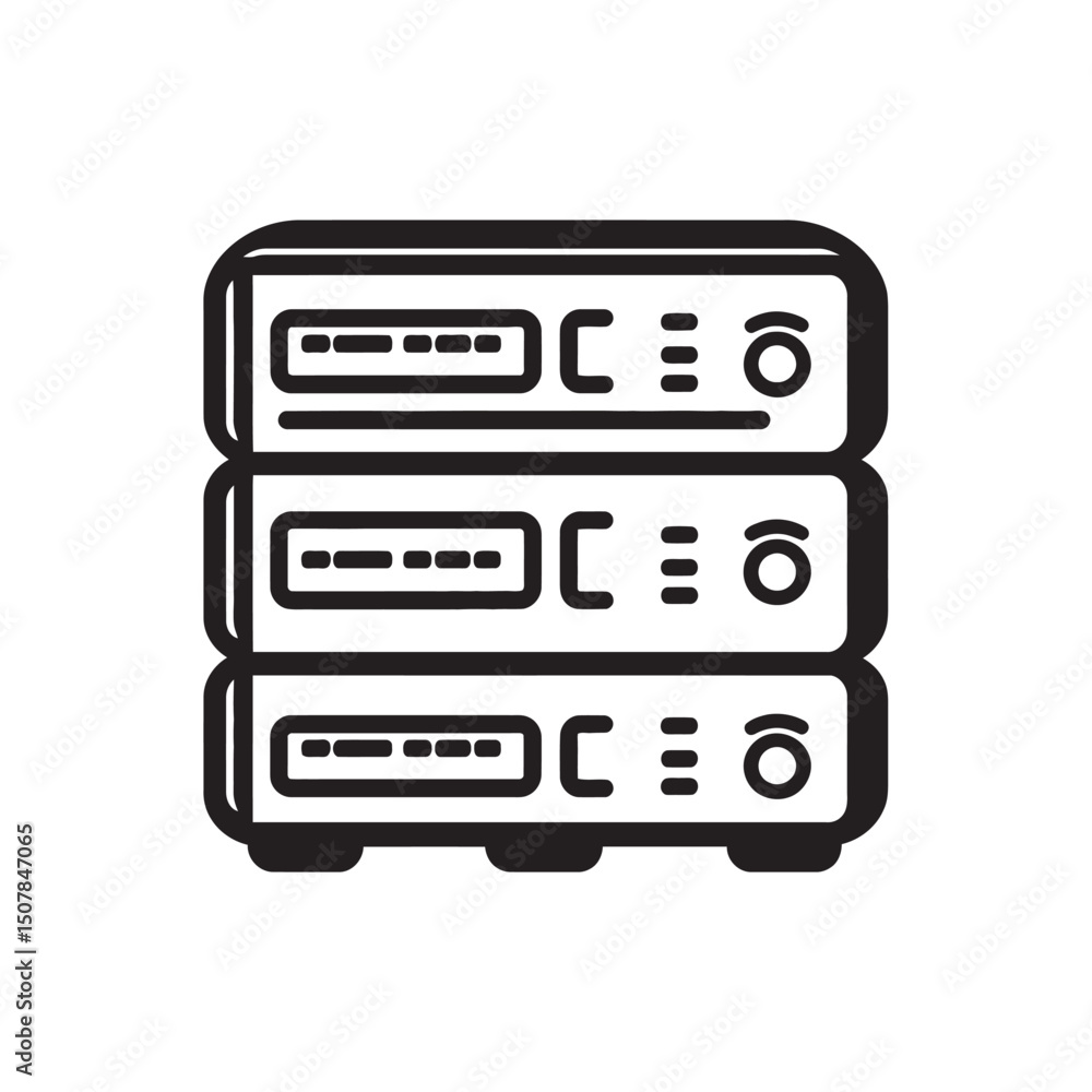Poster stacked servers showcase modern technology and efficient database storage through a simple, clean, b