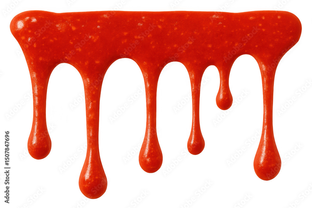 Poster glossy red sauce cascading, creating dynamic liquid pattern with translucent luminosity and rich cri