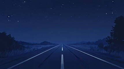 Fototapeta premium Empty highway stretches into a night sky.