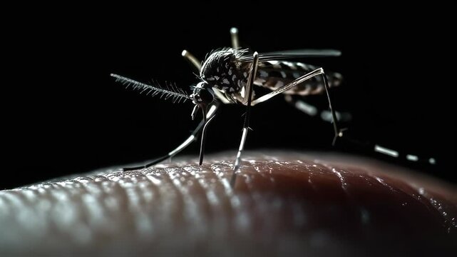 mosquito sucking blood extreme macro