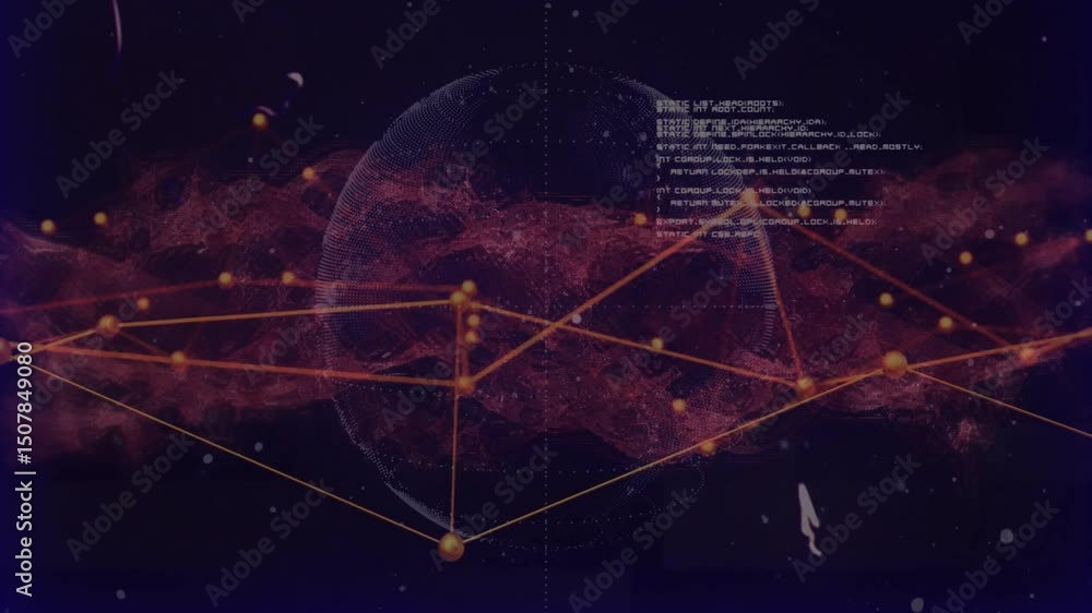 Aufkleber opening starfield globe hovering network pulsing red stream flowing code scrolling for viewing data