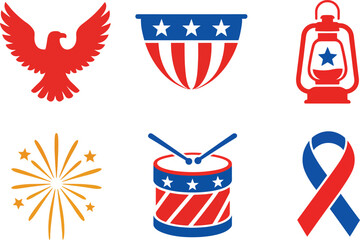 Patriotic USA Vector Icons Set