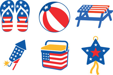 Patriotic Summer Vector Icon Set