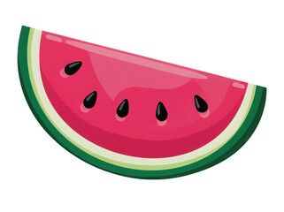 Vibrant slice of watermelon showcasing bright pink flesh and black seeds.