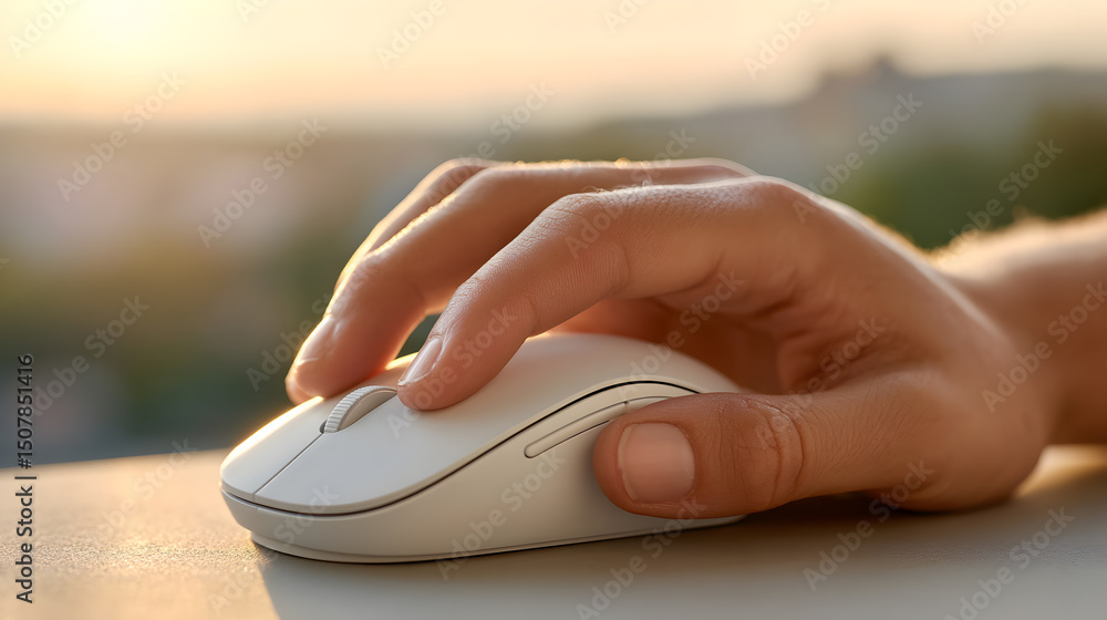 Poster a hand operating a computer mouse