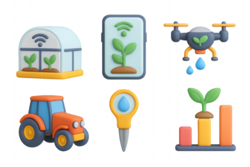 Illustrative Icons of Smart Farming and Agricultural Technology Concepts