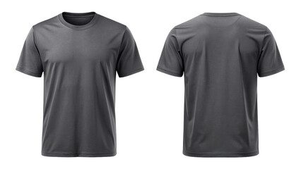 Charcoal T-Shirt Template from Two Sides on Transparent Background

