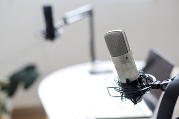 Studio Microphones Ready for Podcasting, Capturing Audio Content with Pristine Sound Quality