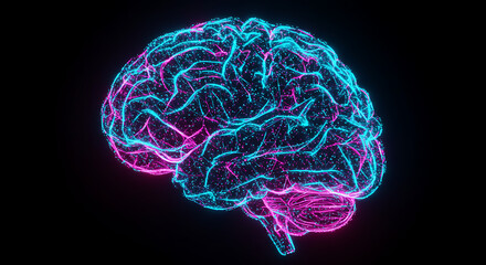 Abstract Neon Brain Neural Network AI Artificial Intelligence Technology Concept