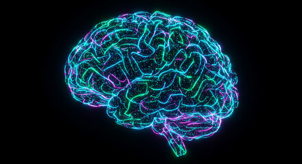 Abstract Neon Brain Glowing Neural Network Artificial Intelligence Concept