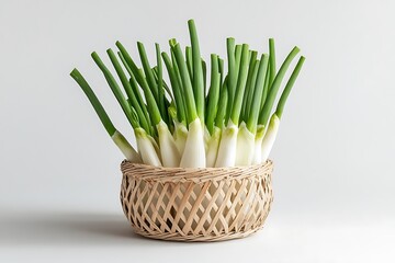 Fresh Scallions or Green Onions Neatly Arranged