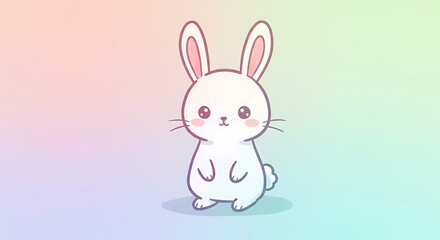 Adorable Pastel Kawaii Bunny Rabbit Illustration Cute Cartoon Hare Design Soft Color Background