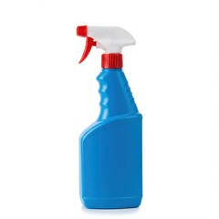 Blue spray bottle isolated on white background for cleaning, gardening, and hygiene uses.