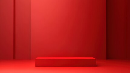 Red Minimalist Room with Platform