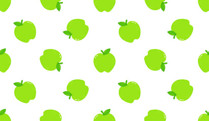 Cartoon green apple seamless pattern