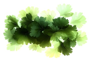 Green Cilantro Coriander Leaves Isolated on White Background