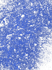 A high-resolution abstract grunge texture with a dynamic blue and white splatter pattern. Ideal for use in graphic design, digital art, posters, and backgrounds.