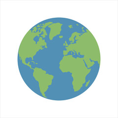 Simple flat earth icon world map illustration
