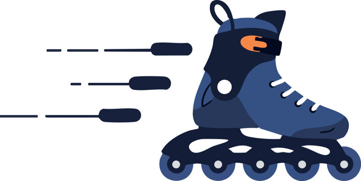 Roller skate with motion lines fast speed concept blue and black colors vector illustration 