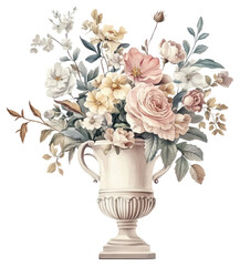 Plakat PNG An ancient greek Elegant floral bouquet painting art porcelain.