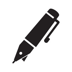 Pen Logo design concept Silhouette white Background