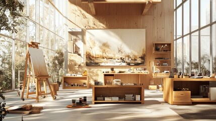 Light-filled 's  with wooden furnishings.