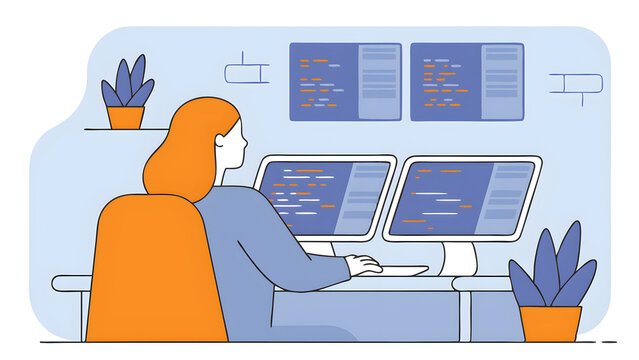 female web developer working on software code 45089619 1
