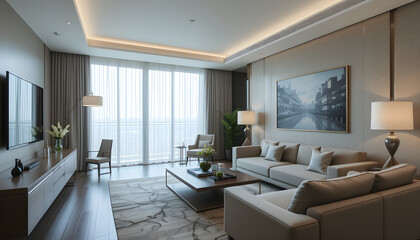 modern living room with fireplace