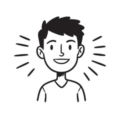 Happy Boy Avatar Outline Illustration  Vector EPS Clipart