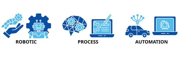 RPA icon set illustration contain robotic, process and automation.